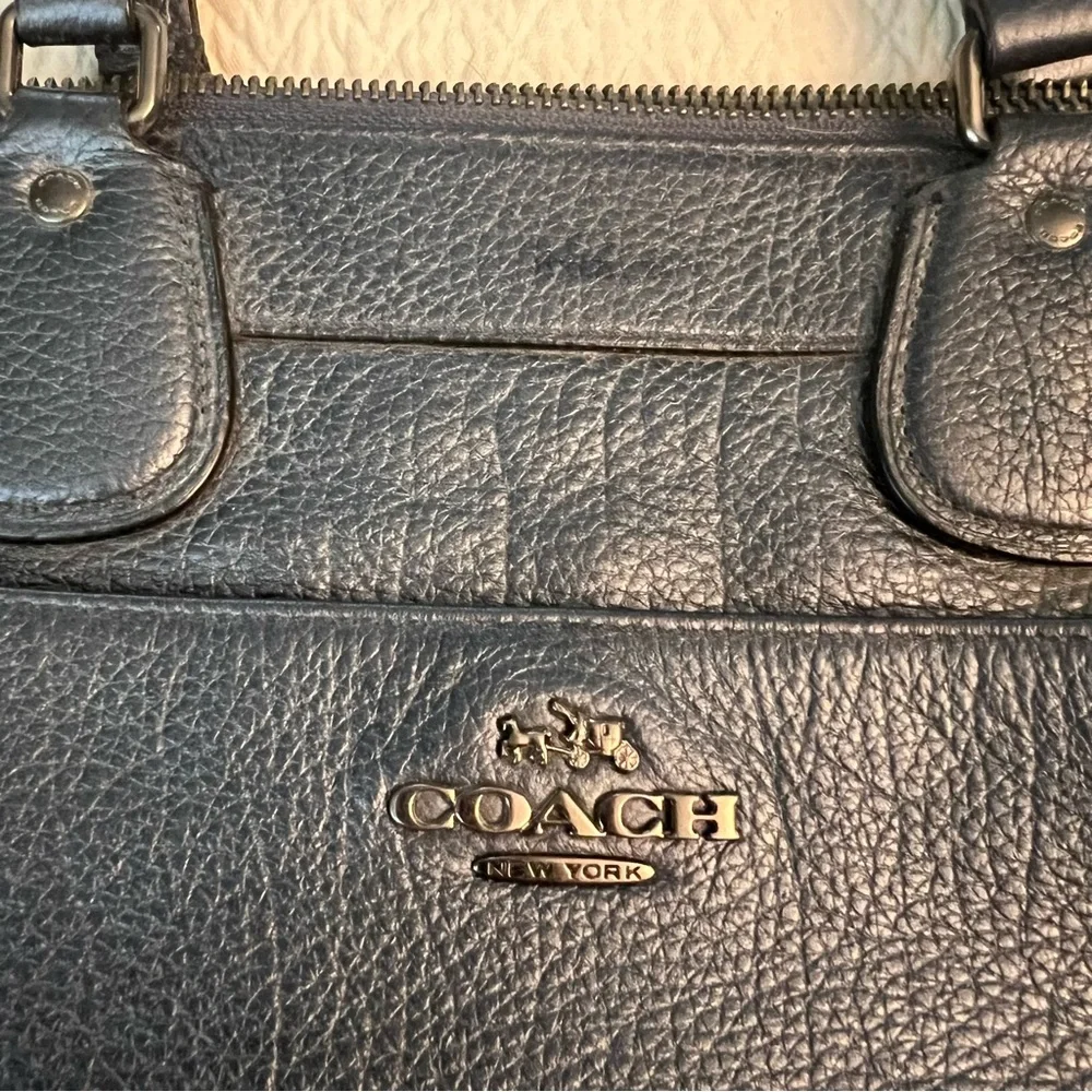 COACH Mickie Satchel Pearlised Blue Leather
